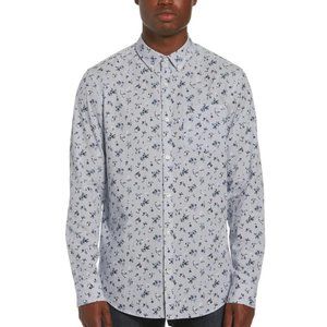 Original Penguin Men's Antique Floral Button Front Pocket LS Shirt Faded Denim